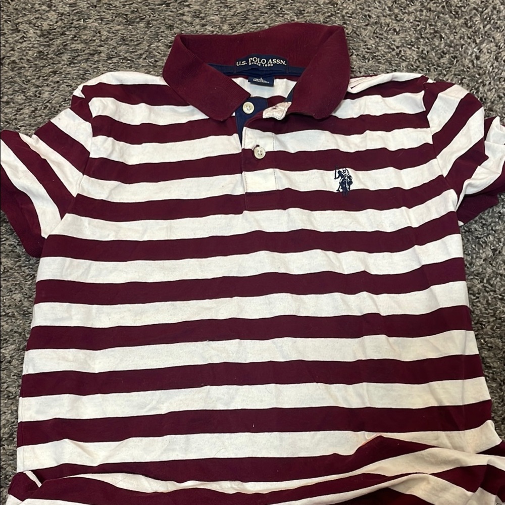 U.S. Polo Assn. Kids Burgundy and White Polo Shirt